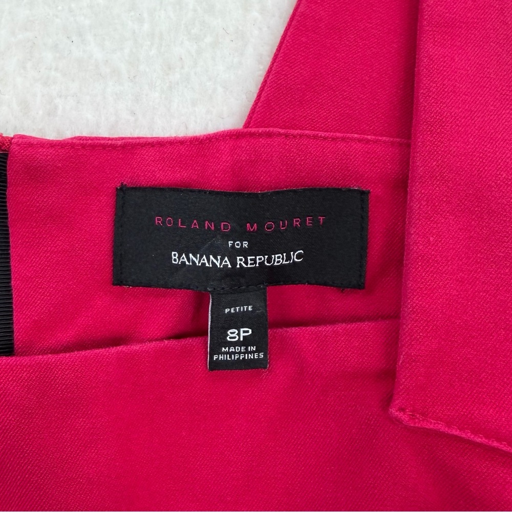 Roland Mouret Banana Republic Pink Preppy Wide Strap Cocktail Sheath Dress Sz 8P - Picture 4 of 9